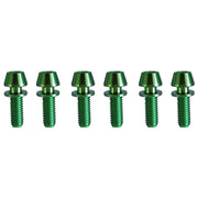 6 m5x15mm green titanium bolts on a white background