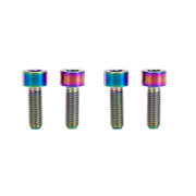 4 oil slick m5x15 cap head titanium bolts on a white background