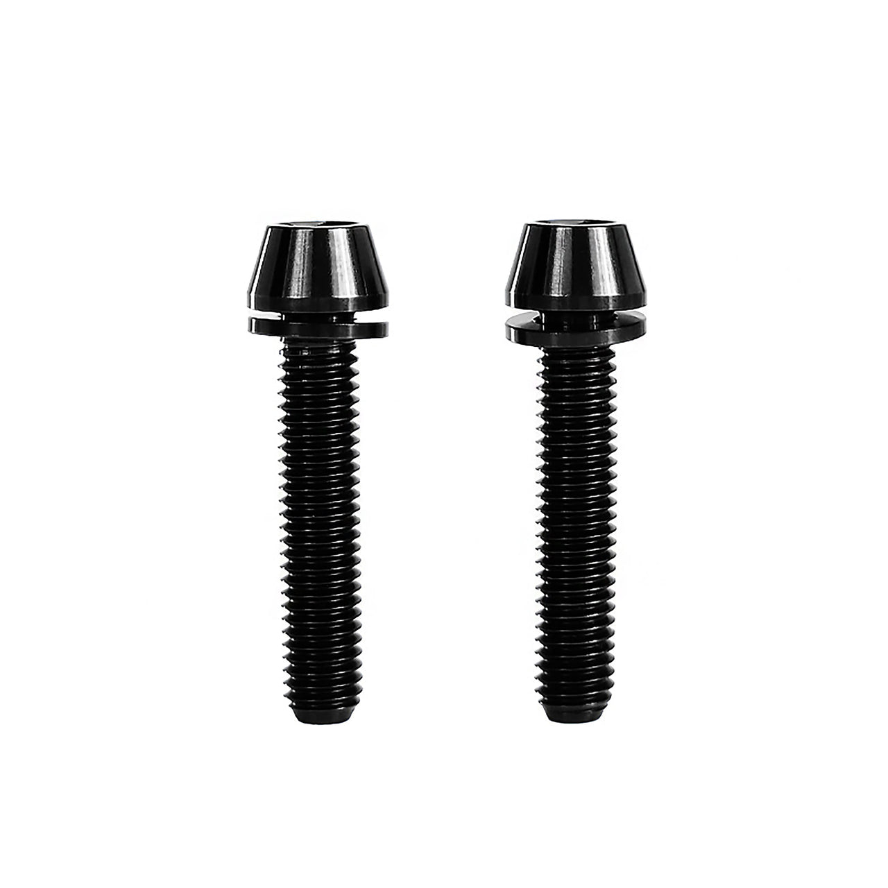 x2 m5x25 black titanium bolts on a white background