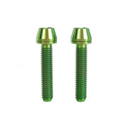 x2 m5x25 green titanium bolts on a white background