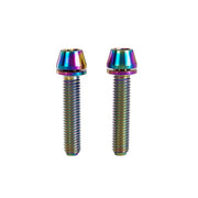 x2 m5x25 oil slick titanium bolts on a white background