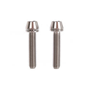 x2 m5x25 raw titanium bolts on a white background