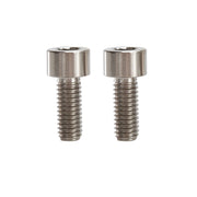 2 raw m6x15 caphead titanium bolts on a white background