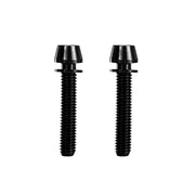 2 black m6x32 titanium bolts on a white background