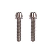 2 raw m6x32 titanium bolts on a white background