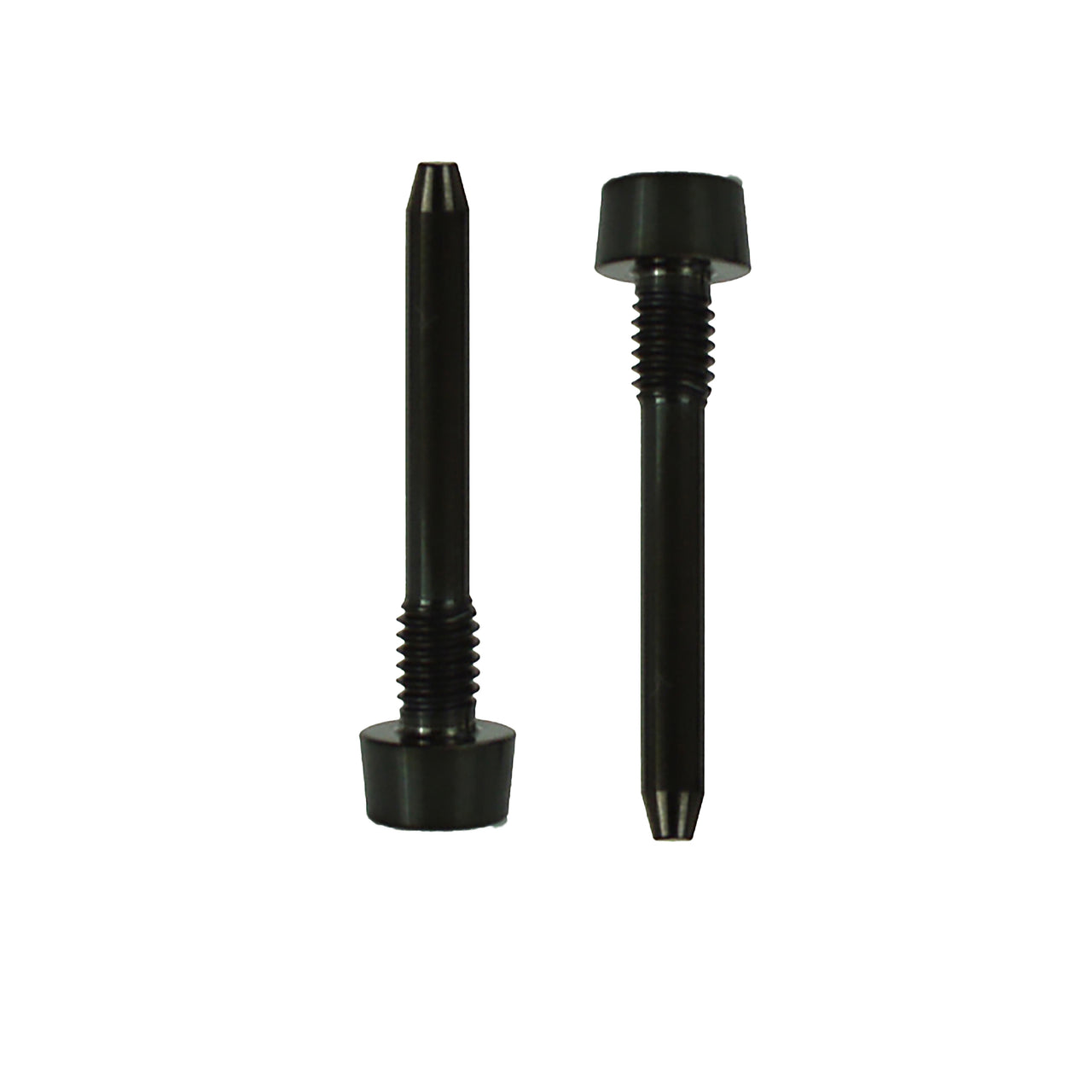 2 black magura disc brake retaining pad pins on a white background