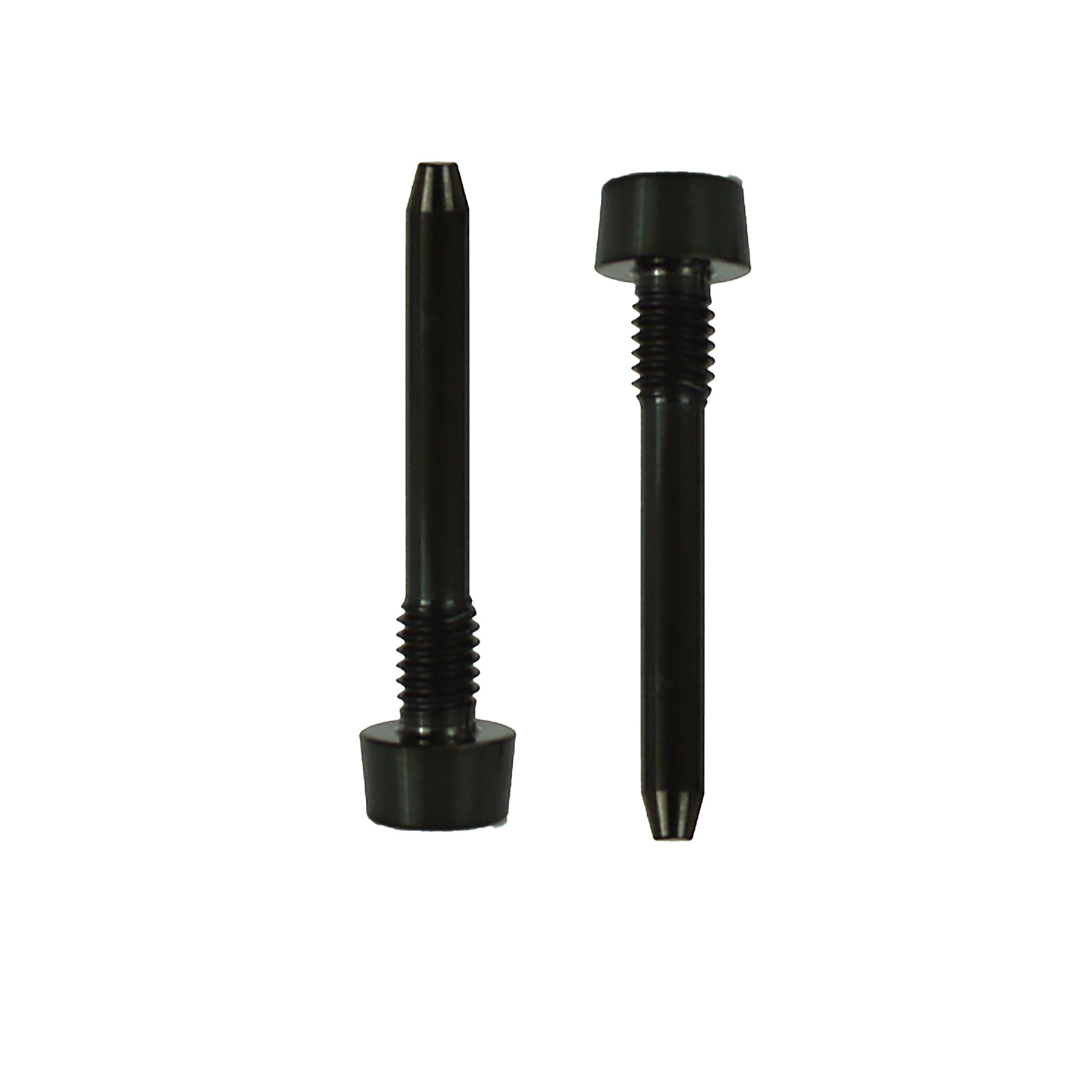 2 black magura disc brake retaining pad pins on a white background