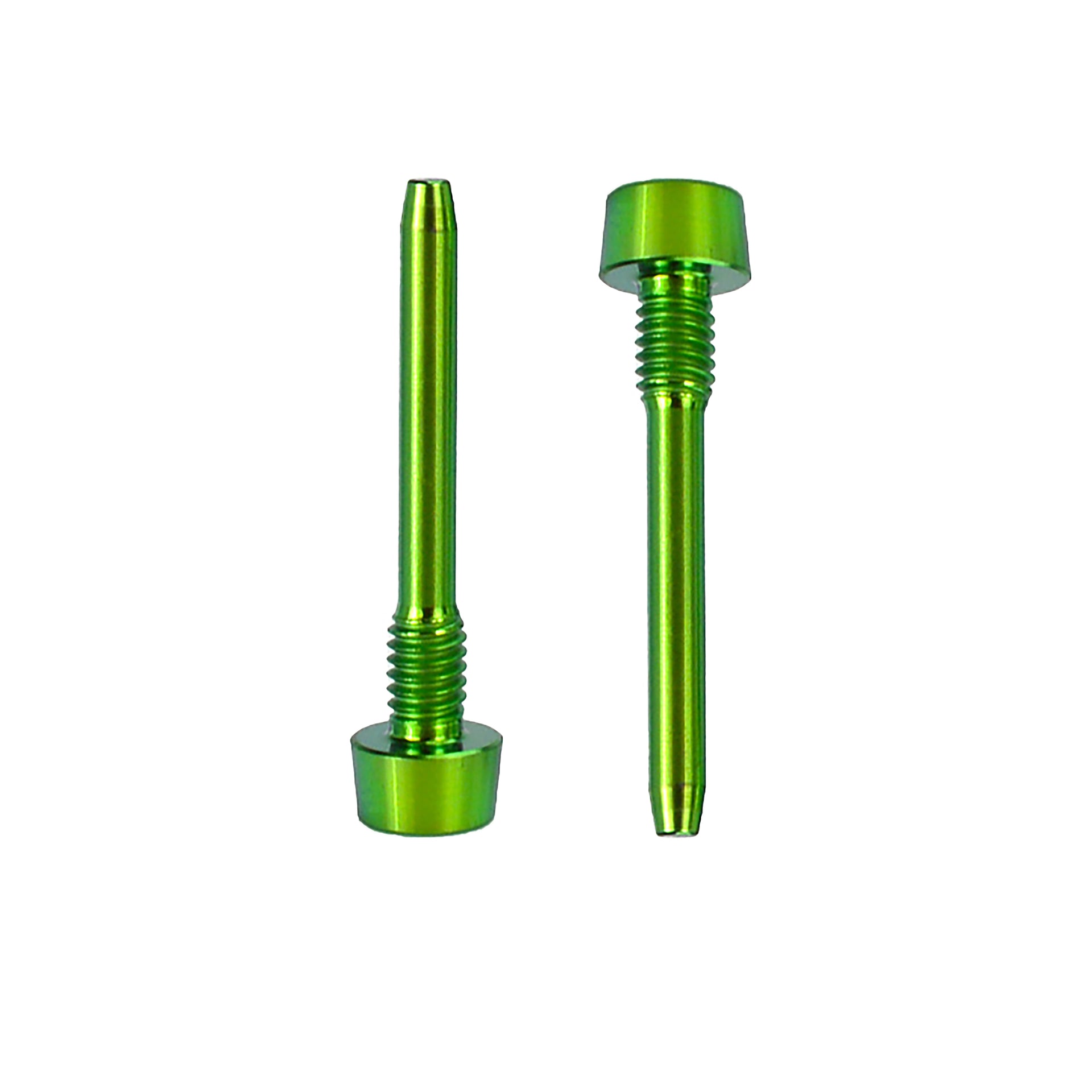2 green magura disc brake retaining pad pins on a white background