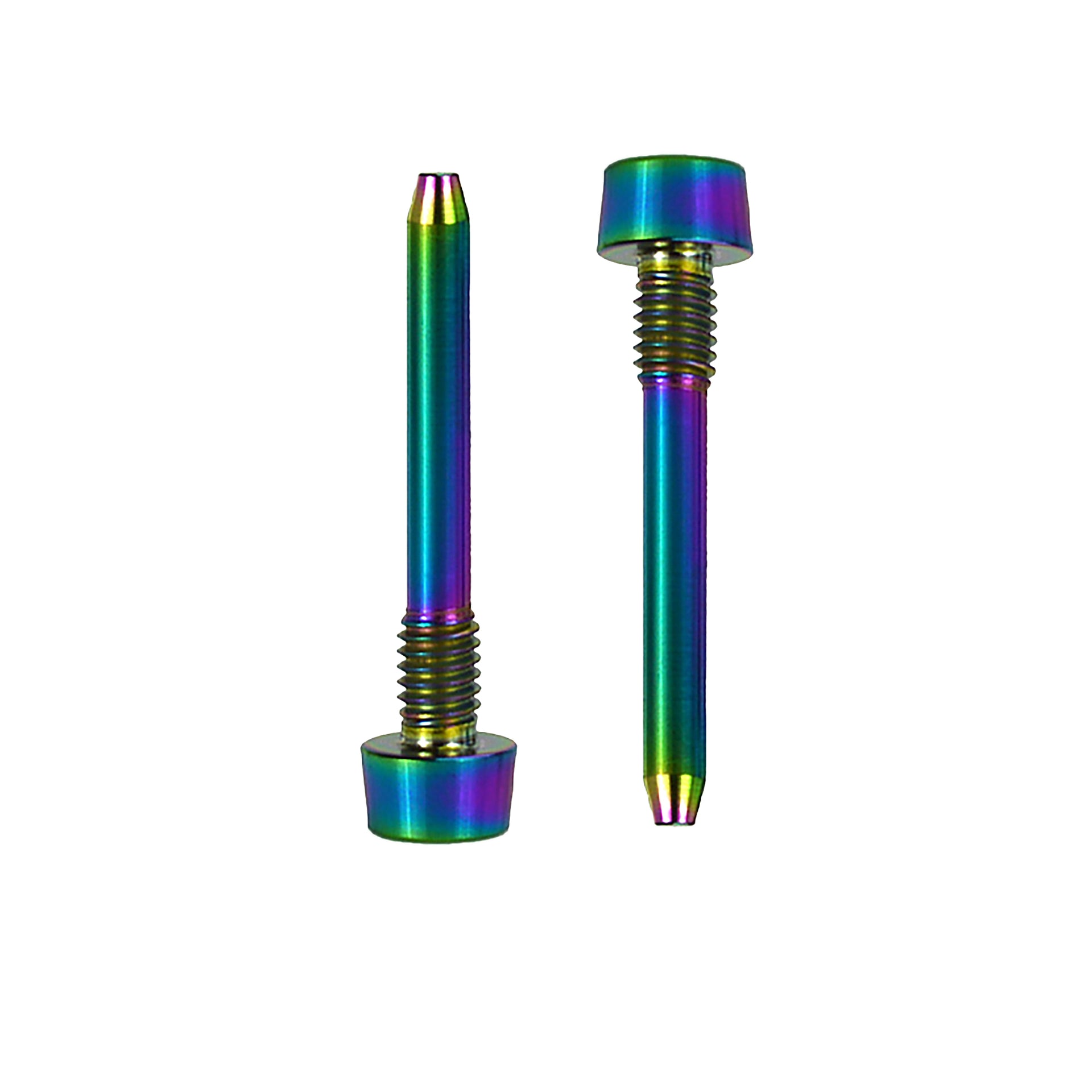 2 rainbow magura disc brake retaining pad pins on a white background