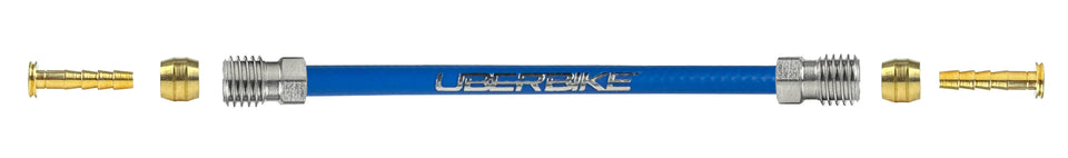 Magura hydraulic kevlar brake hose fittings using a straight connector bolt with Uberbike branding on a white background