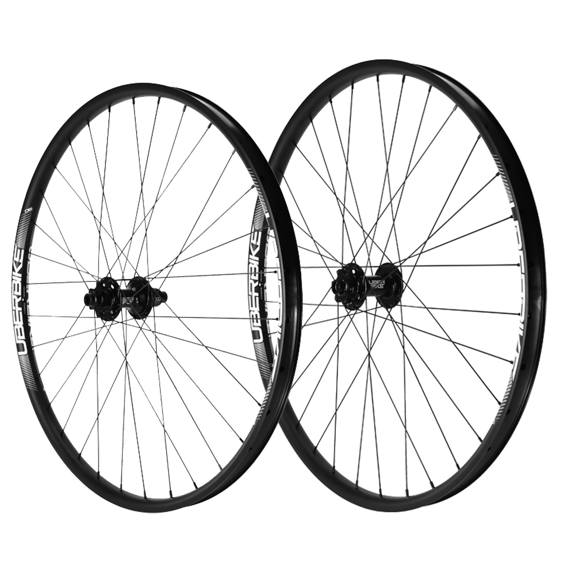 mullet mtb wheelset on a white background with Uberbike branding