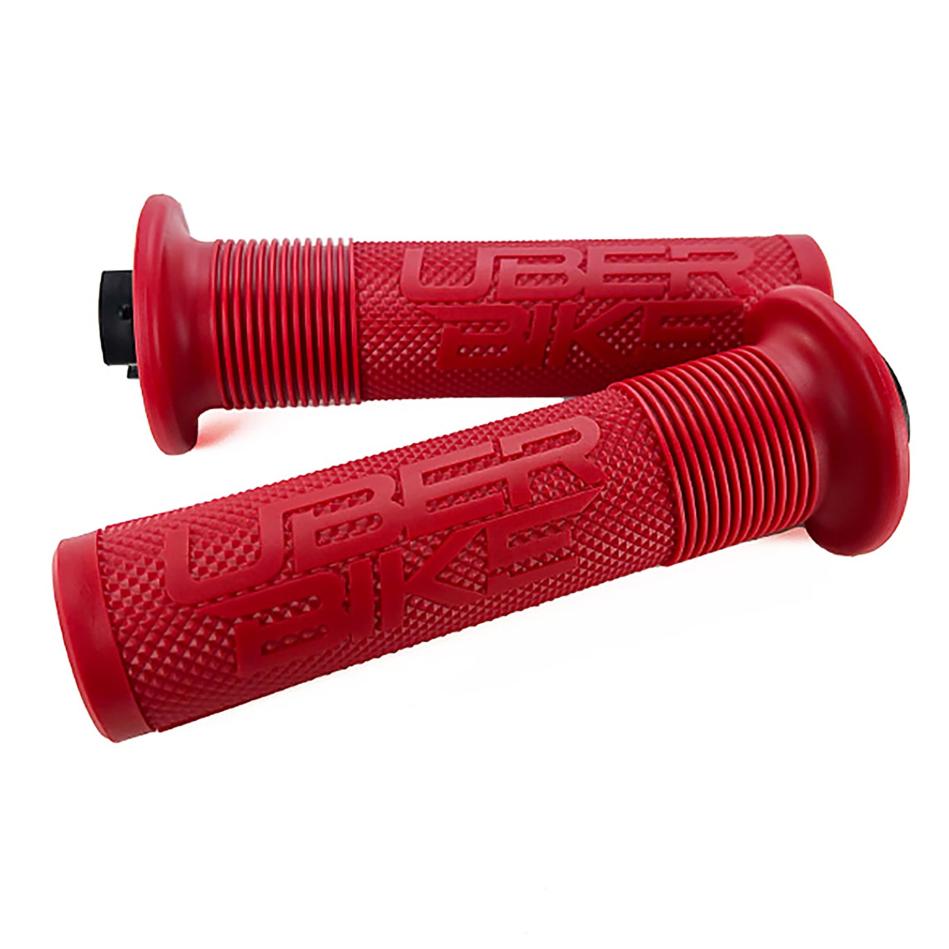 red mushroom waffle bicycle grip inserts on a white background