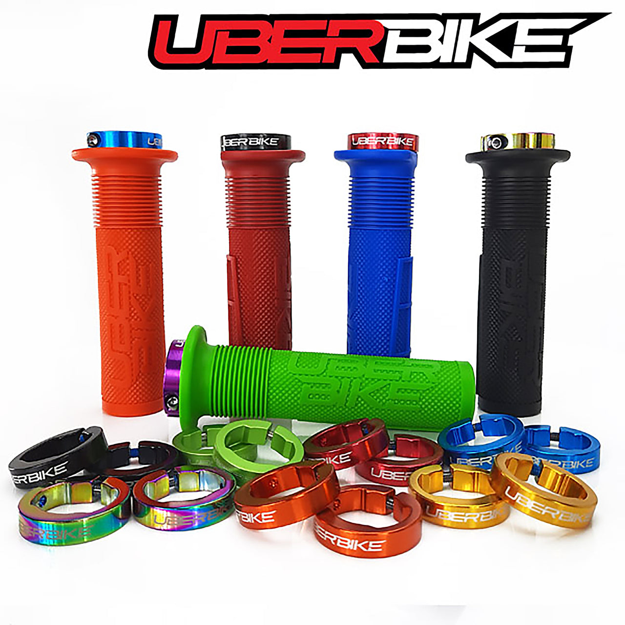 Uberbike Mushroom Waffle Lock on Grips with Flange - Grip Builder