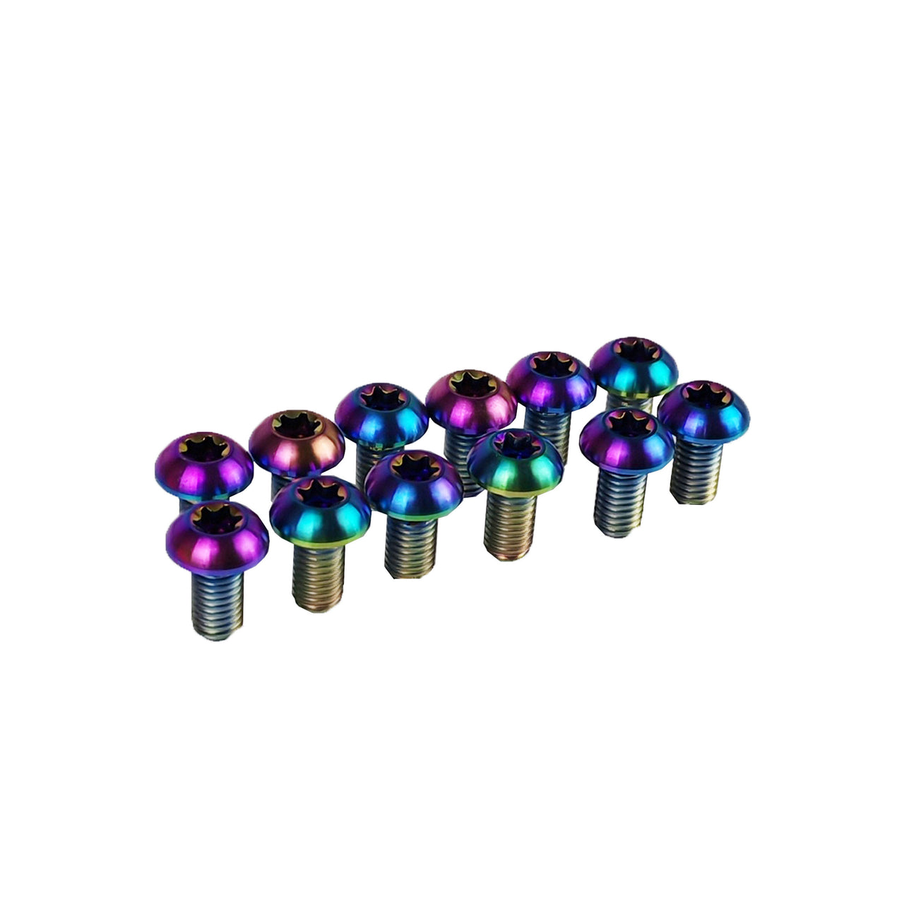 12 oil slick rotor bolts on a white background