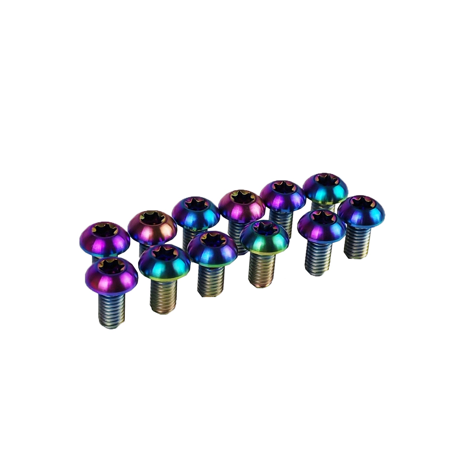 12 oil slick rotor bolts on a white background