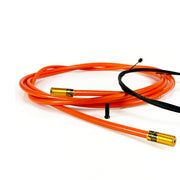 orange gear cable with gold sealed ferrules on a white background