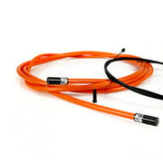 orange road gear cable with black sealed ferrules on a white background