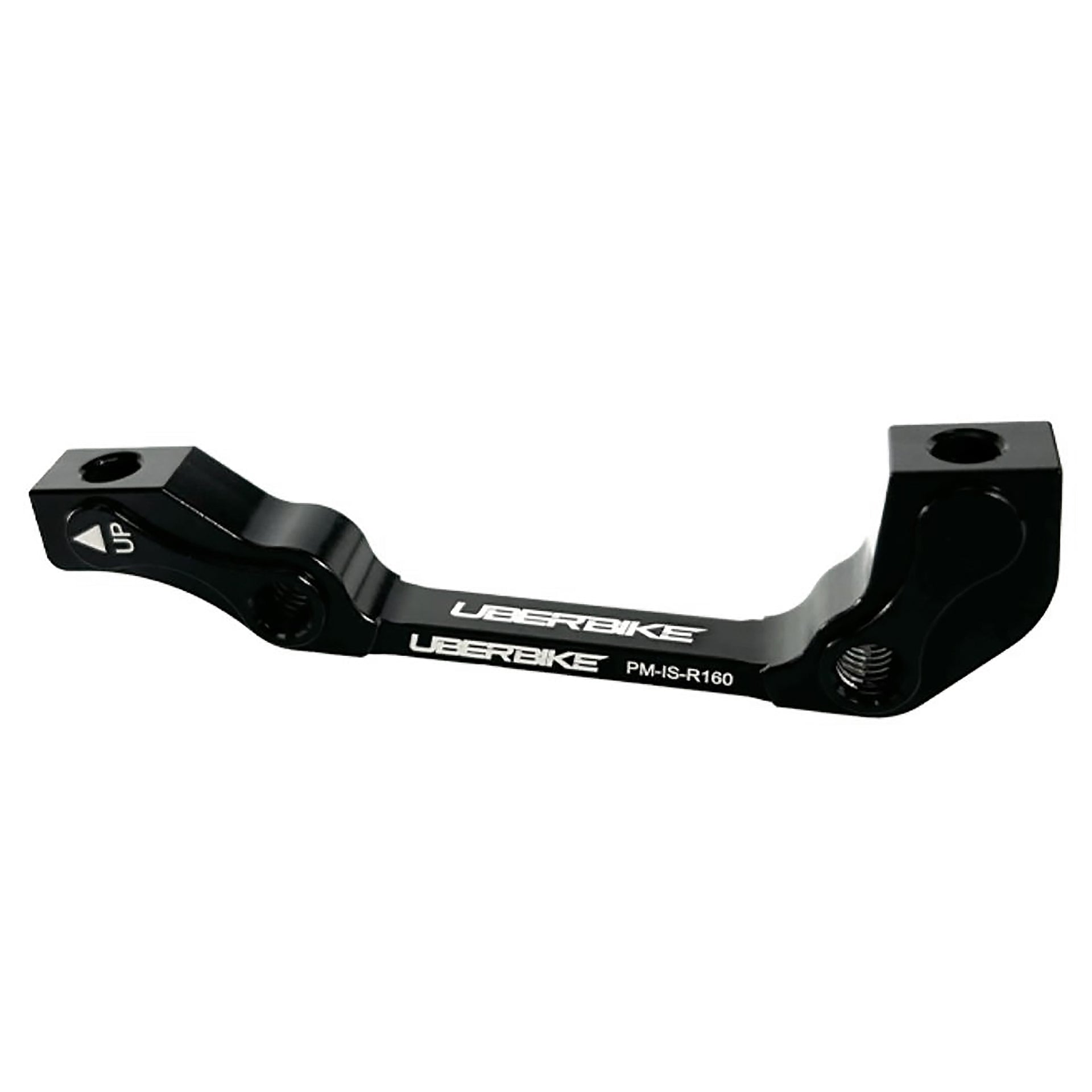 Post to International standard Rear 160mm brake adapter in black on a white background