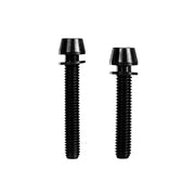 2 black post mount adapter taperhead titanium bolts on a white background