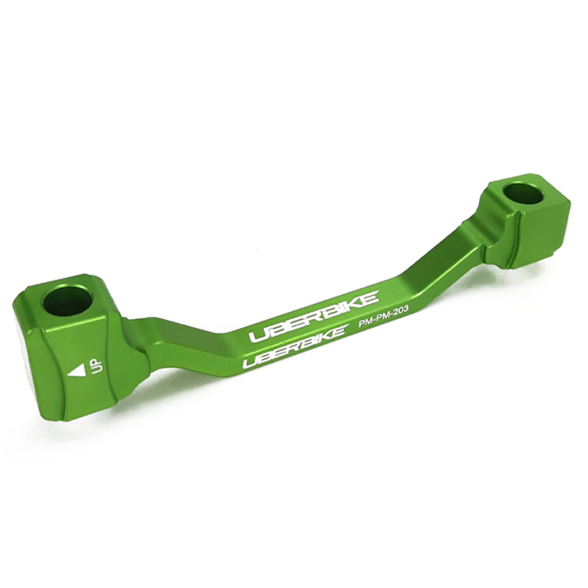 Disc brake adapter in green with Uberbike branding on a white background