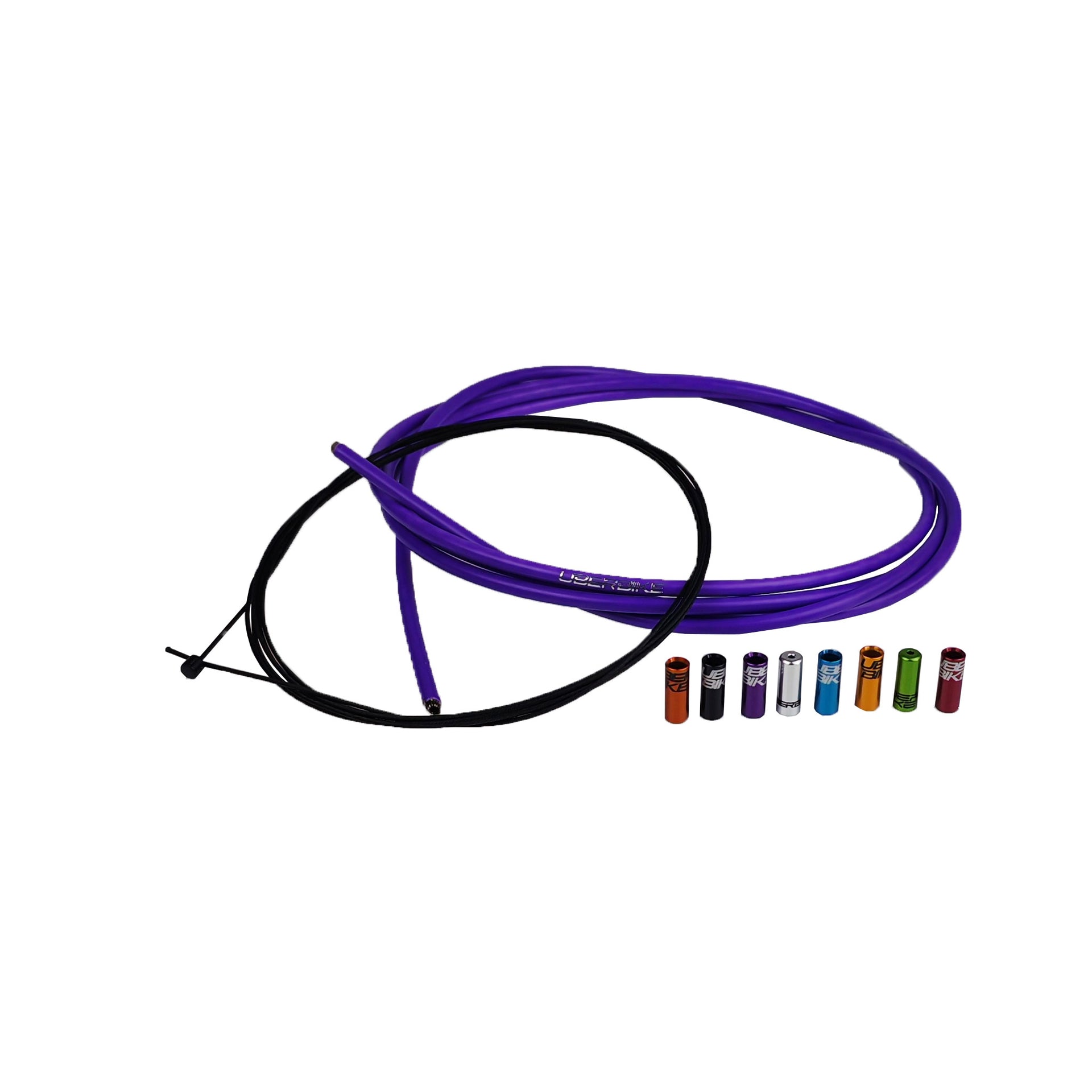 purple gear cable kit with different coloured sealed ferrules on a white background