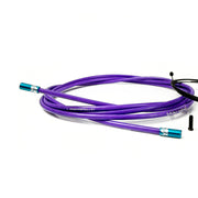 purple gear cable with blue sealed ferrules on a white background