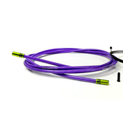 purple gear cable with green sealed ferrules on a white background