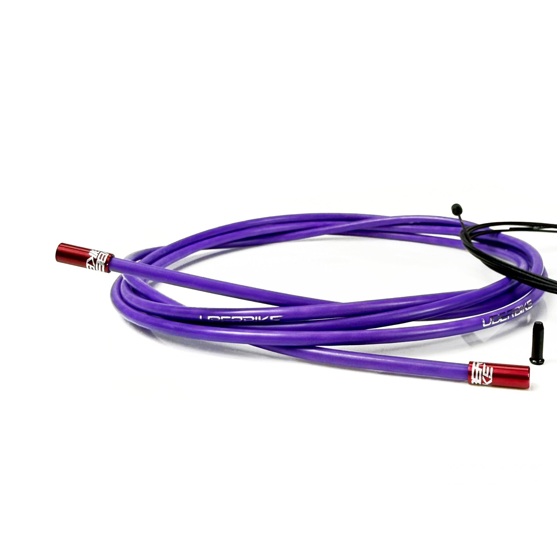 purple gear cable with red sealed ferrules on a white background