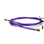 purple road gear cable with khaki sealed ferrules on a white background