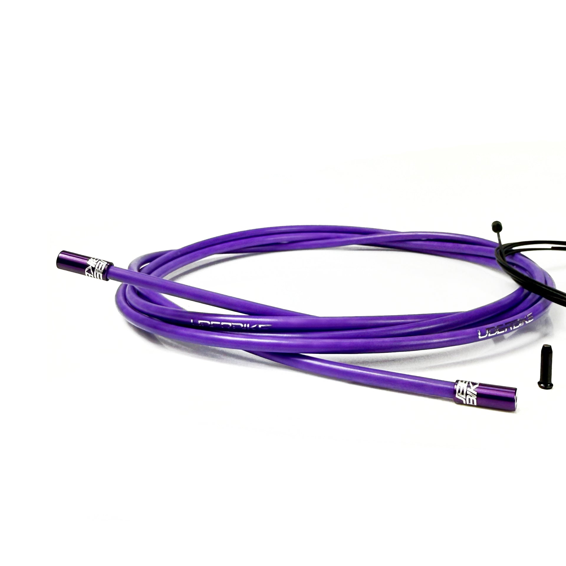 purple road gear cable with purple sealed ferrules on a white background