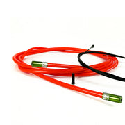 red gear cable with khaki sealed ferrules on a white background