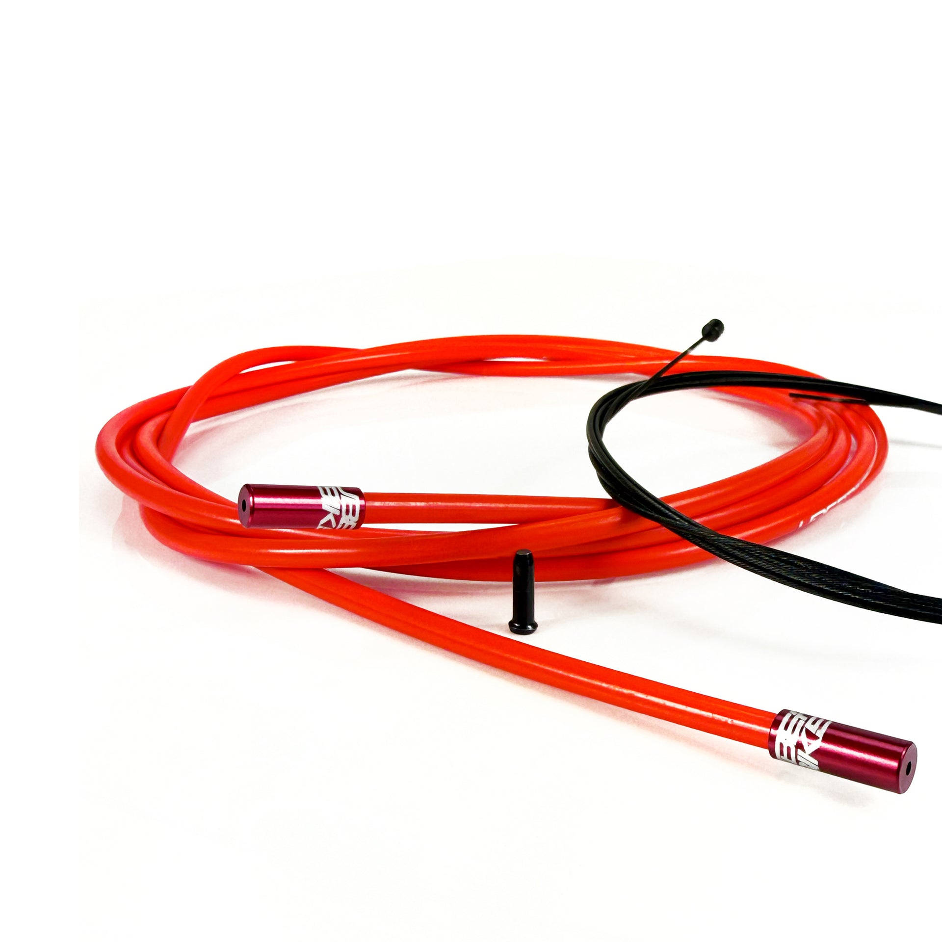 red road gear cable with red sealed ferrules on a white background