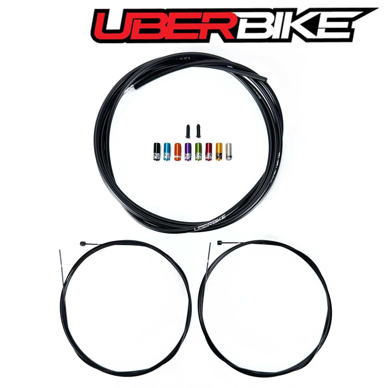Uberbike Racing Snake Slick Gear Cable Kit - Black with Sealed Ferrule Colour Options