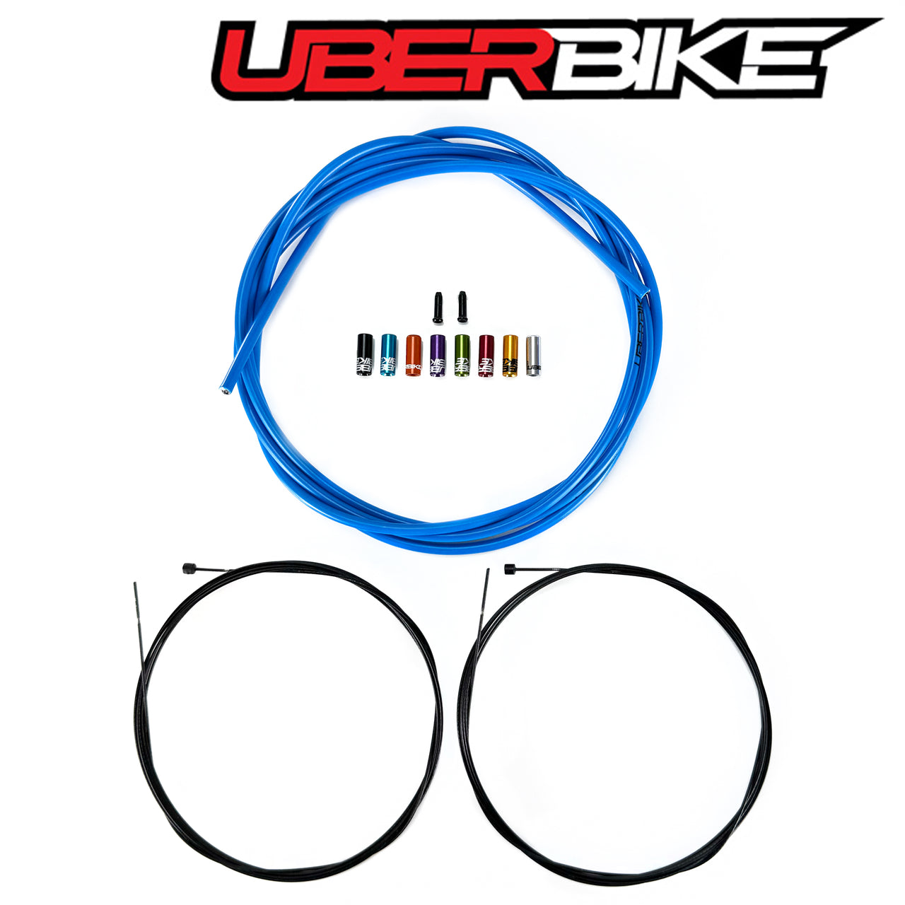 Uberbike Racing Snake Slick Gear Cable Kit - Blue with Sealed Ferrule Colour Options