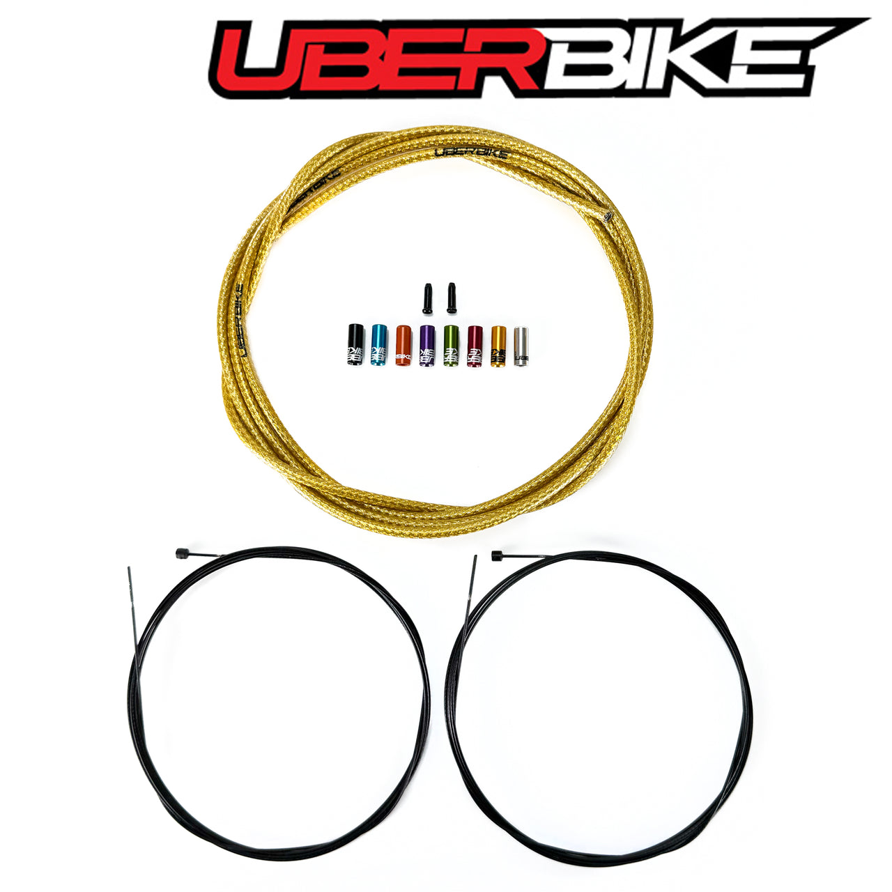 Uberbike Racing Snake Slick Gear Cable Kit - Gold with Sealed Ferrule Colour Options