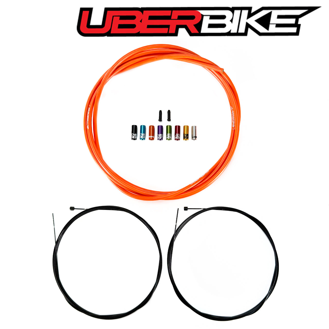 Uberbike Racing Snake Slick Gear Cable Kit - Orange with Sealed Ferrule Colour Options
