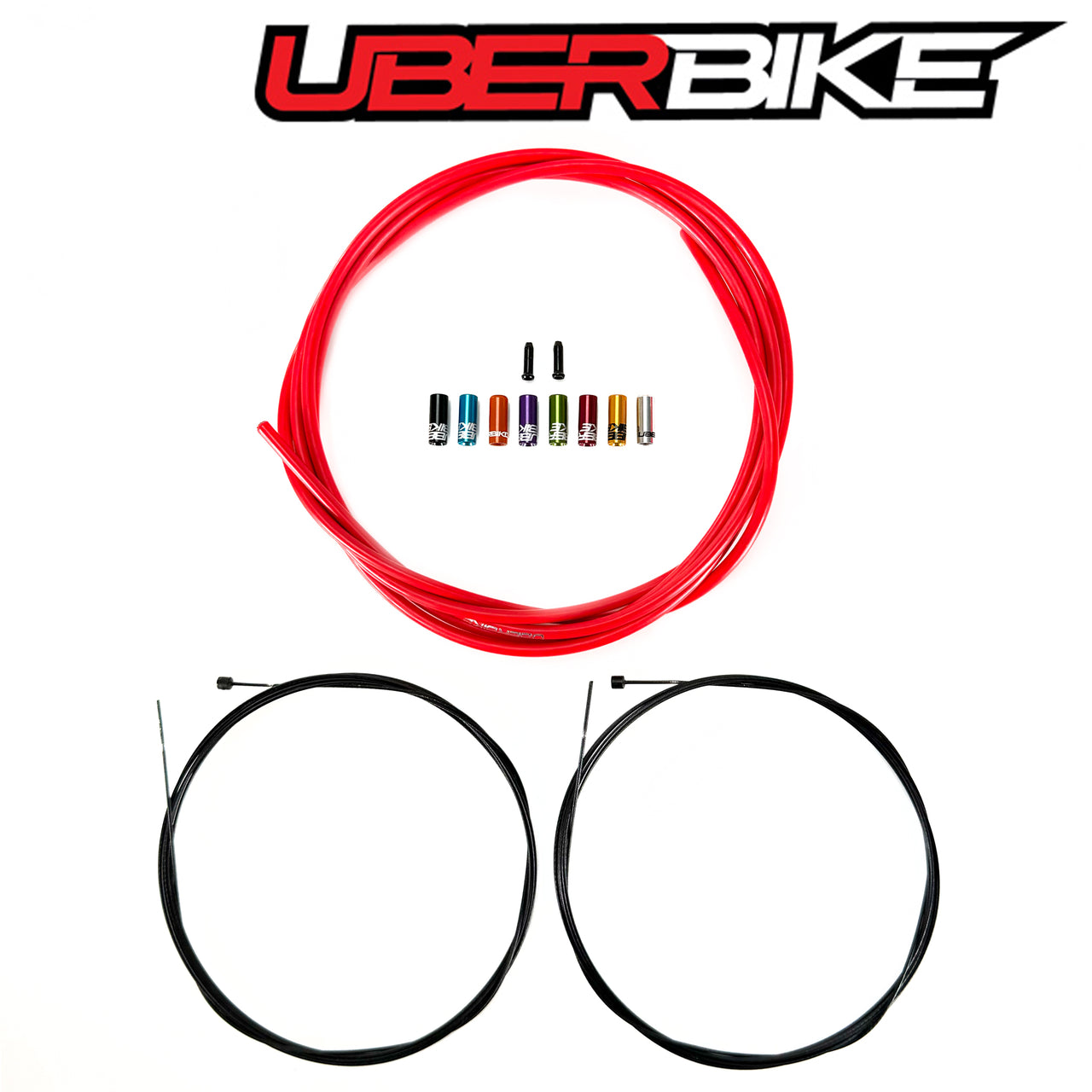 Uberbike Racing Snake Slick Gear Cable Kit - Red with Sealed Ferrule Colour Options