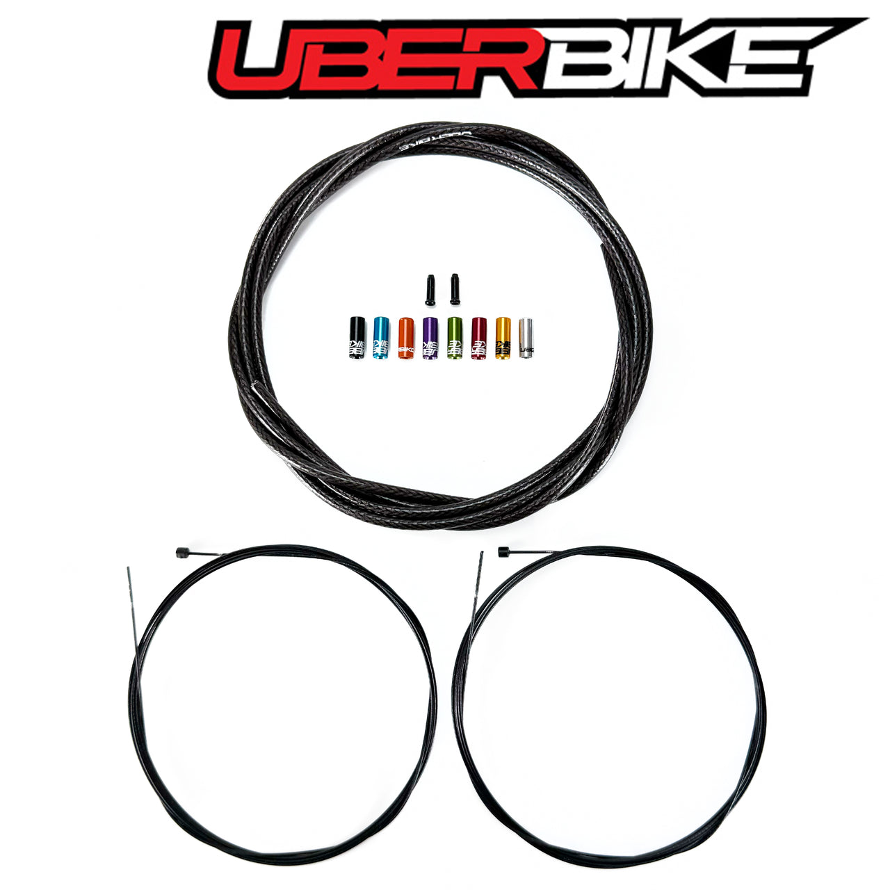 Uberbike Racing Snake Slick Gear Cable Kit - Smoke Braid with Sealed Ferrule Colour Options