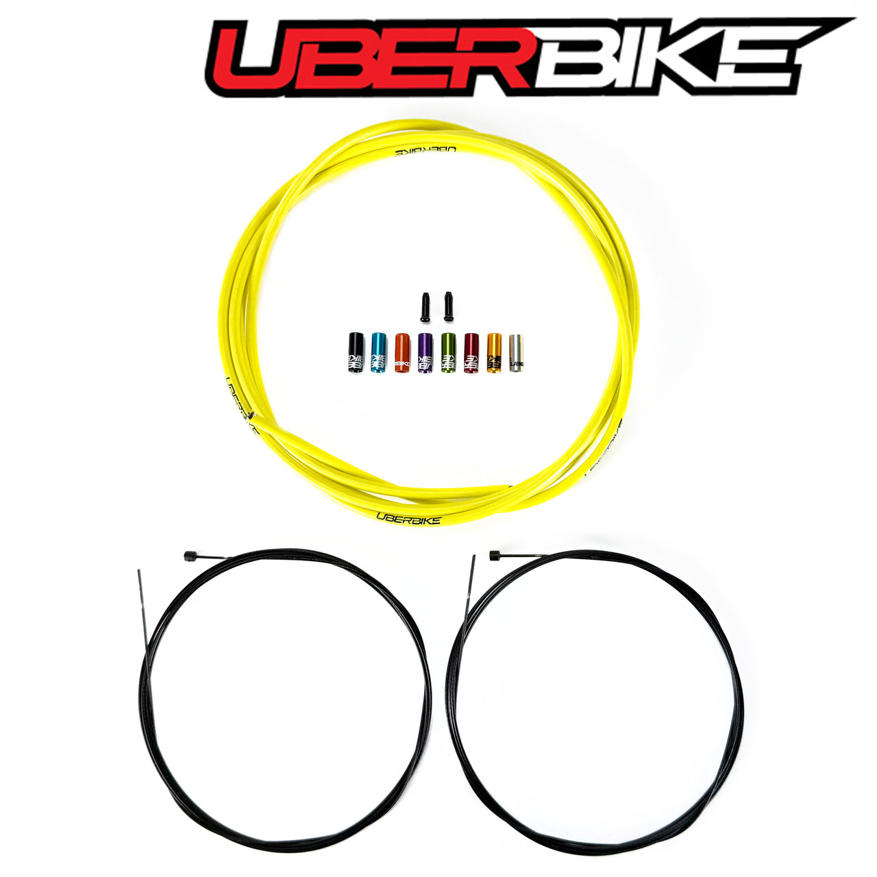 Uberbike Racing Snake Slick Gear Cable Kit - Yellow with Sealed Ferrule Colour Options
