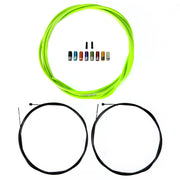 Road gear cable kit in green with sealed ferrules and gear inner wire on a white background