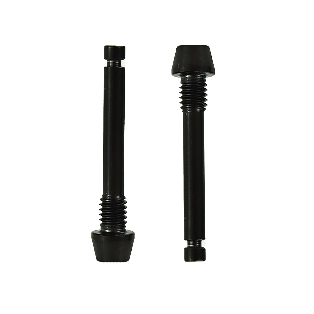 two black shimano disc brake retaining pad pins on a white background