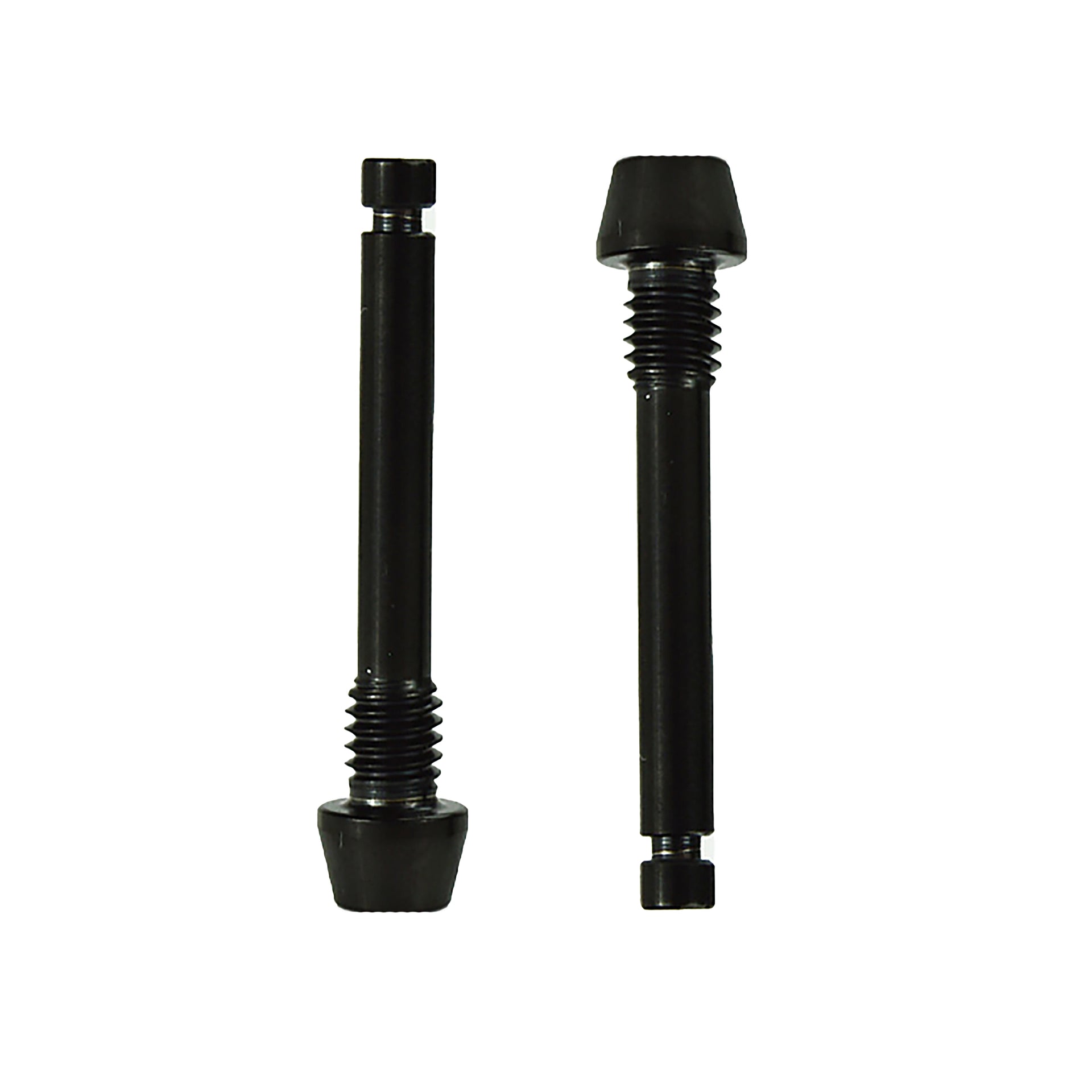 two black shimano disc brake retaining pad pins on a white background