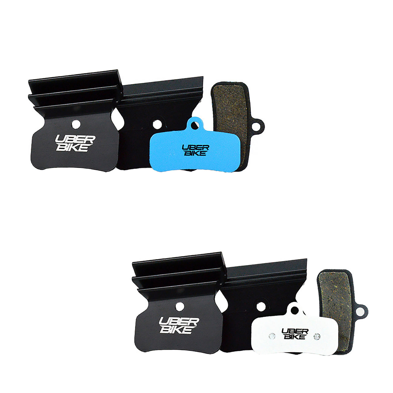 shimano m9120 cnc finned brake pads with Uberbike branding on a white background