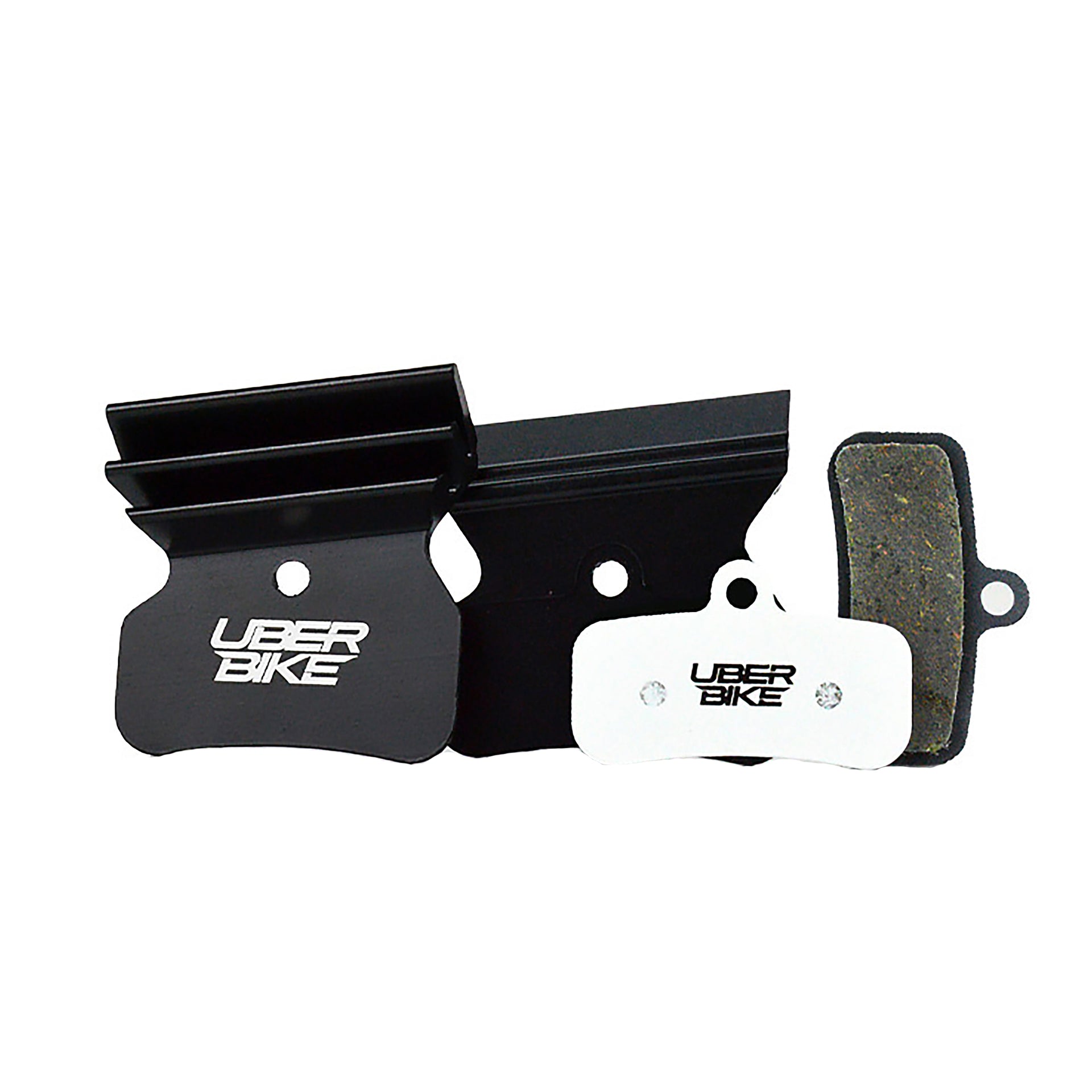 shimano m9120 cnc finned race matrix brake pads with Uberbike branding on a white background