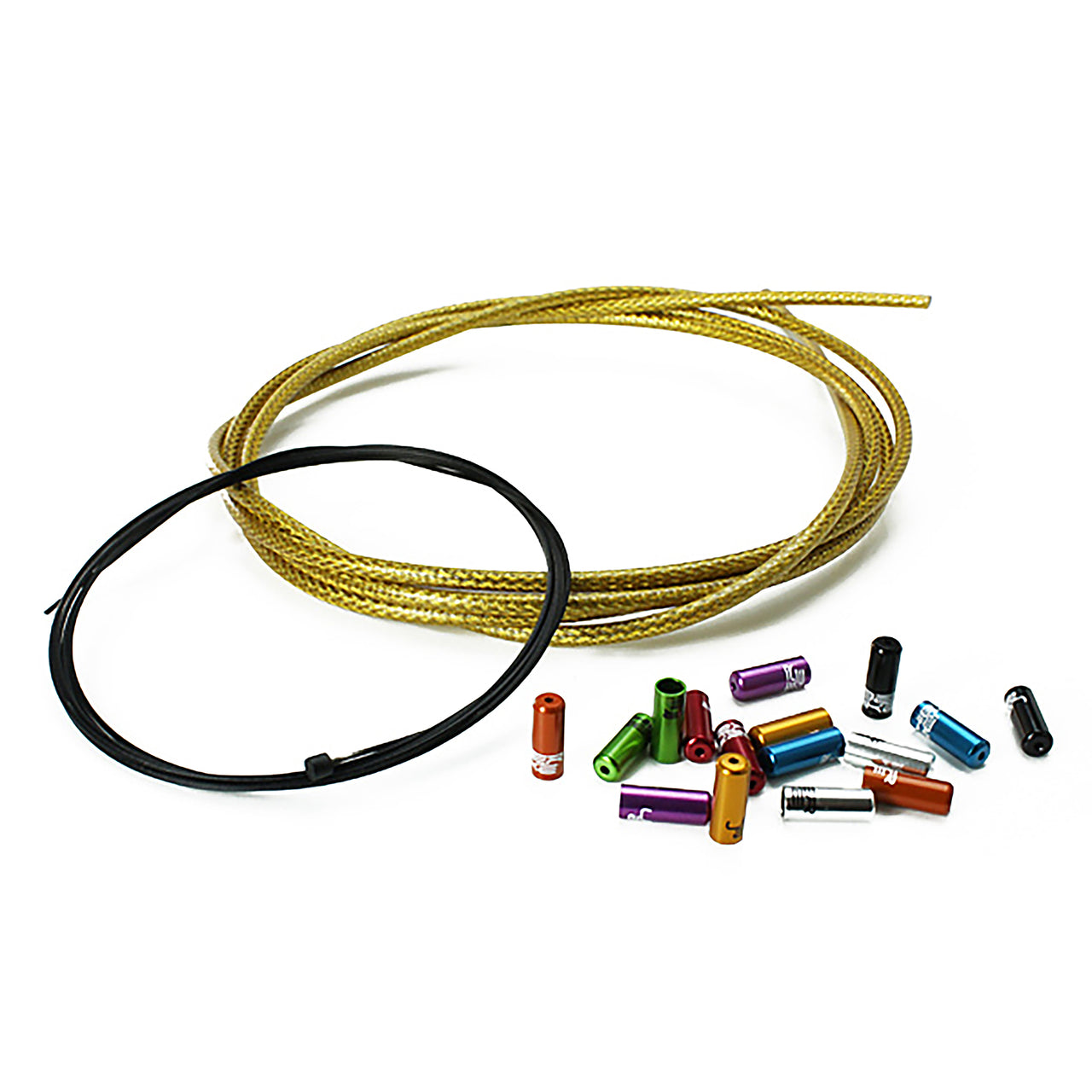 Uberbike 1X Gear Cable / Dropper Post Cable Kit Builder - Gold Braid with Sealed Ferrule Colour Options