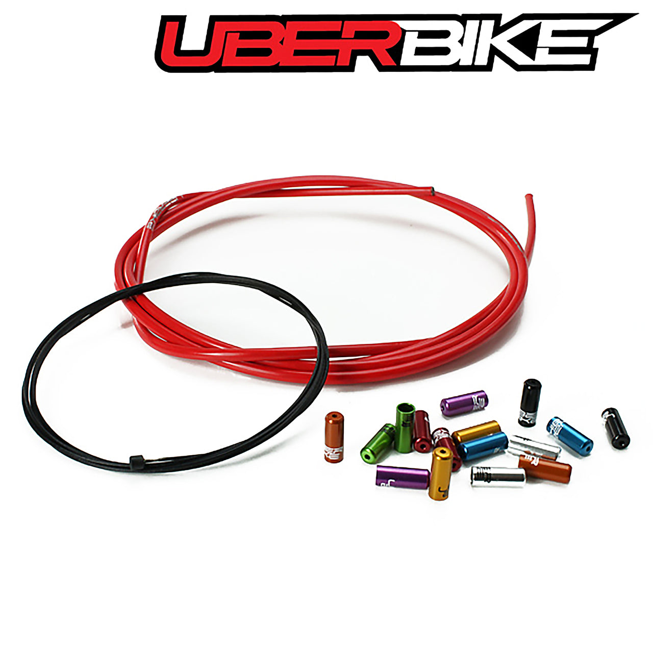 Uberbike 1X Gear Cable / Dropper Post Cable Kit Builder - Red with Sealed Ferrule Colour Options