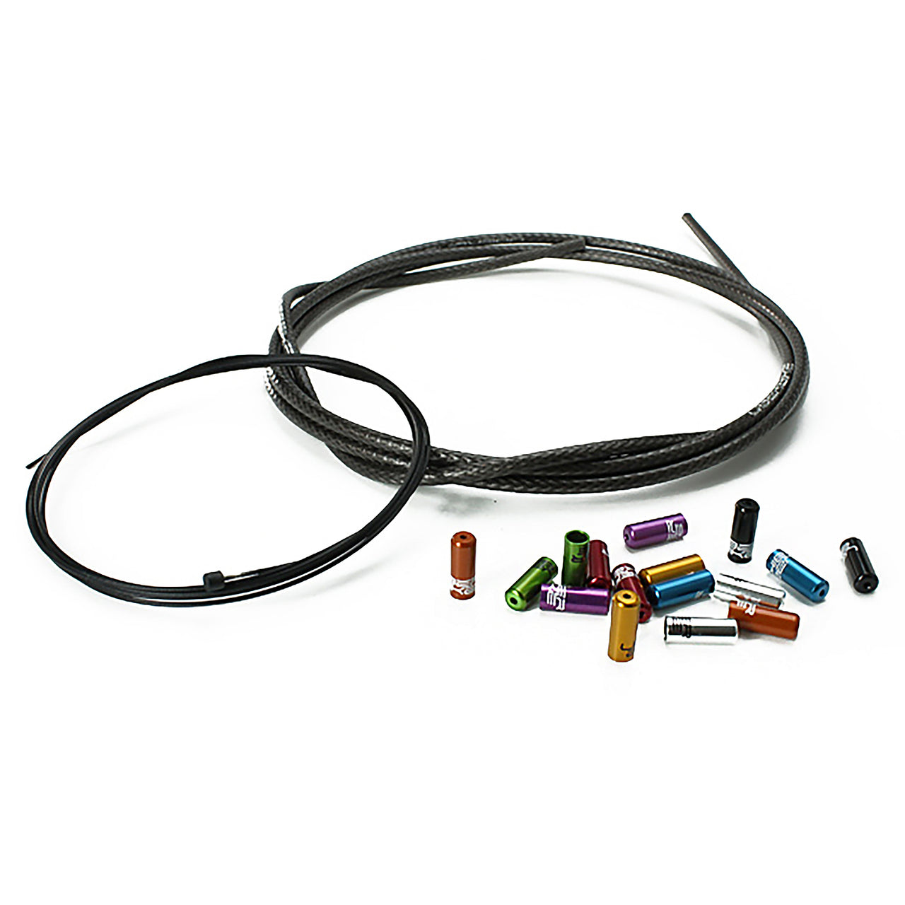 smoke braid gear cable, gear inner wire and a handful of different coloured sealed ferrules 