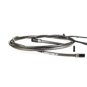 smoke braid road gear cable with black sealed ferrules on a white background