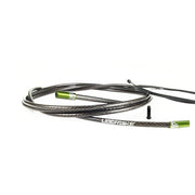 smoke braid road gear cable with khaki sealed ferrules on a white background