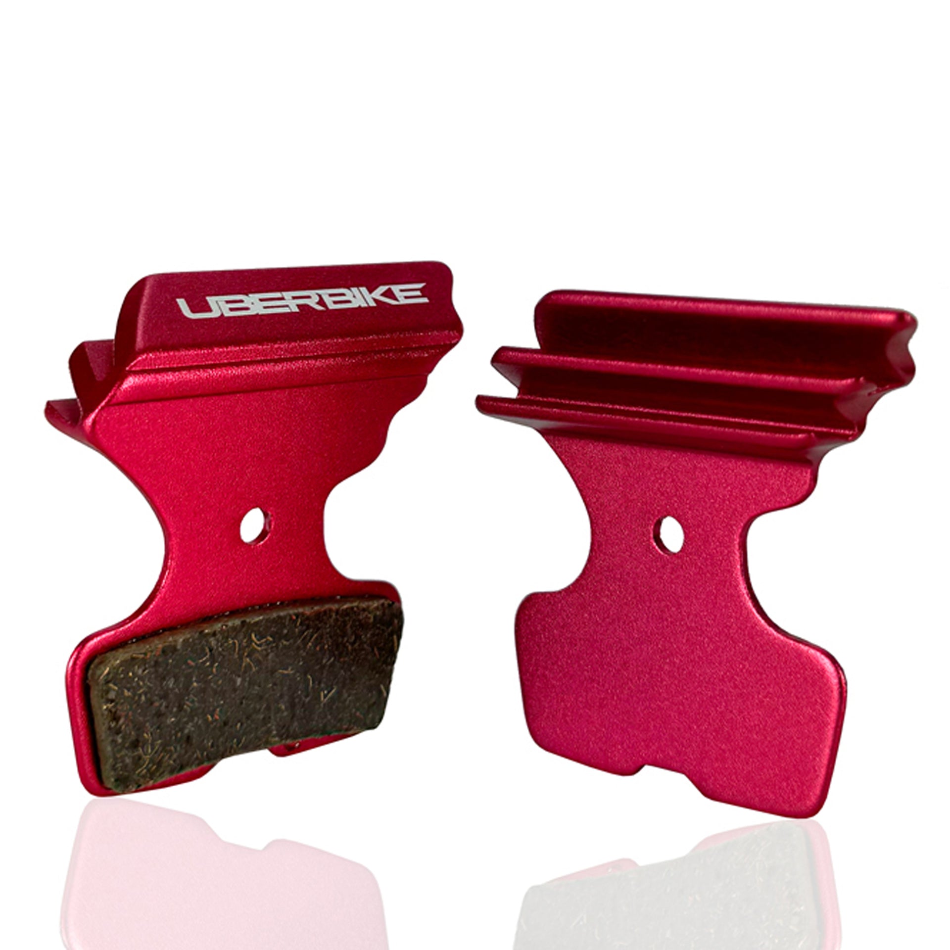 red sram code polar tech brake pads on a white background